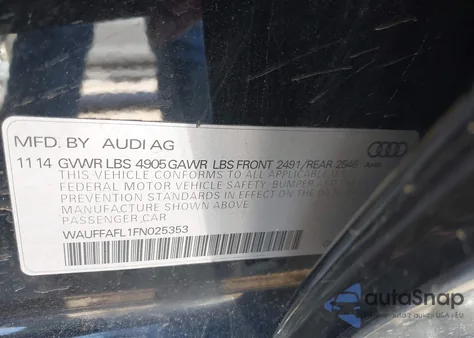 2015 Audi A4 2.0T Premium z USA, uszkodzony, nr VIN WAUFFAFL1FN025353